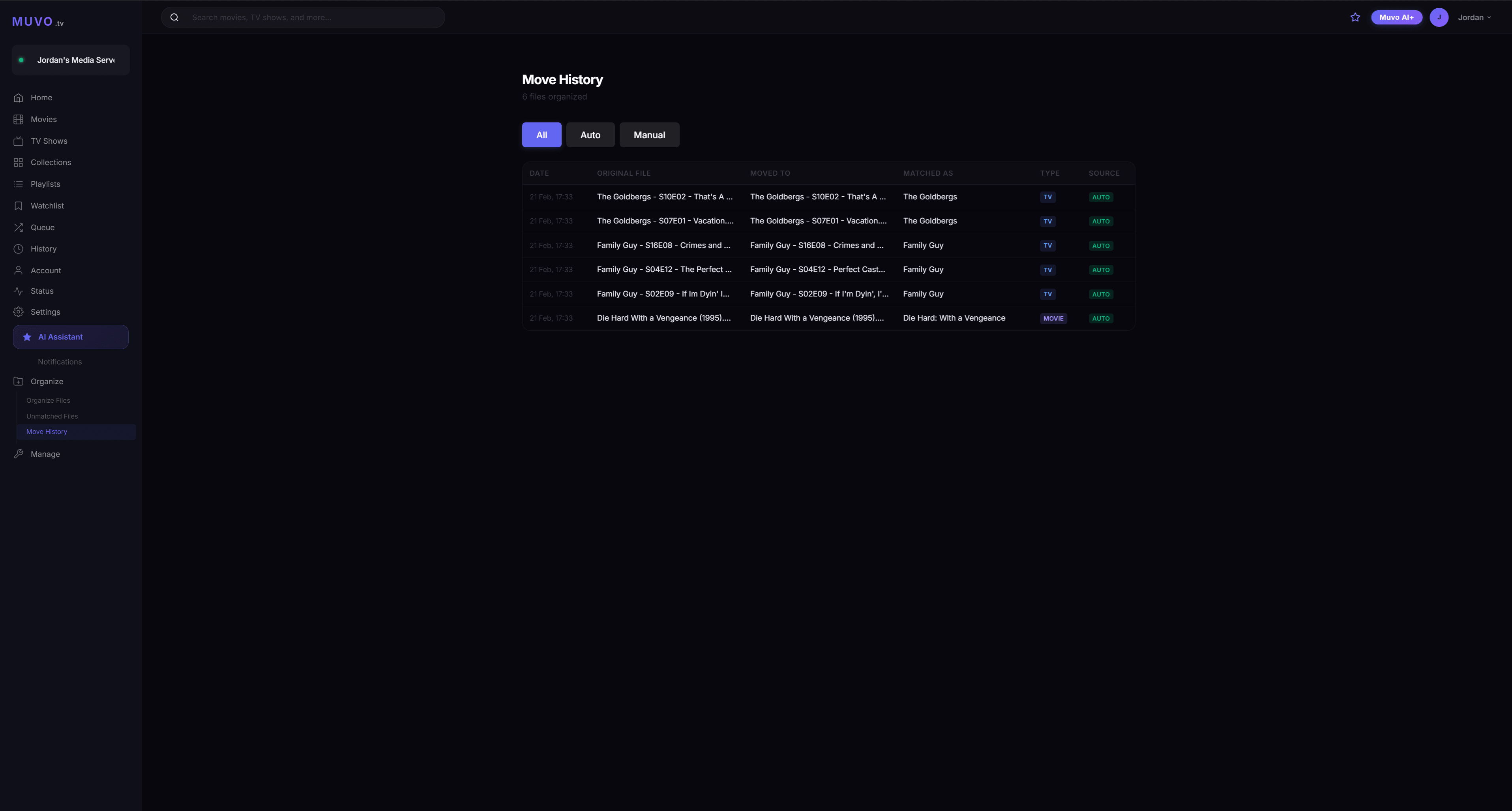 Watch Folder move history